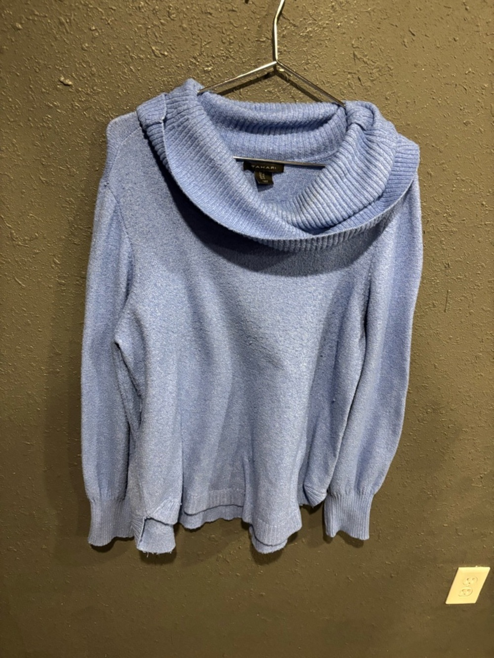 Tahari Cozy Light Blue Cowl Neck Women’s Sweater